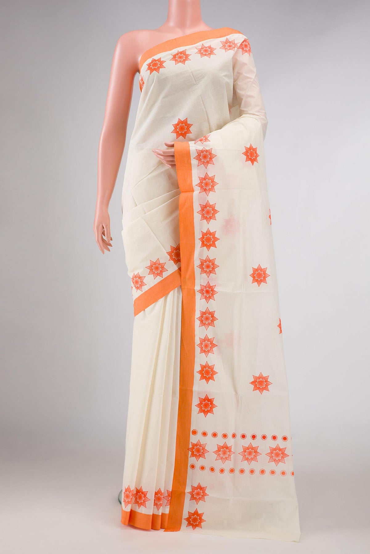 Off White Dual Tone Kerala Cotton Saree