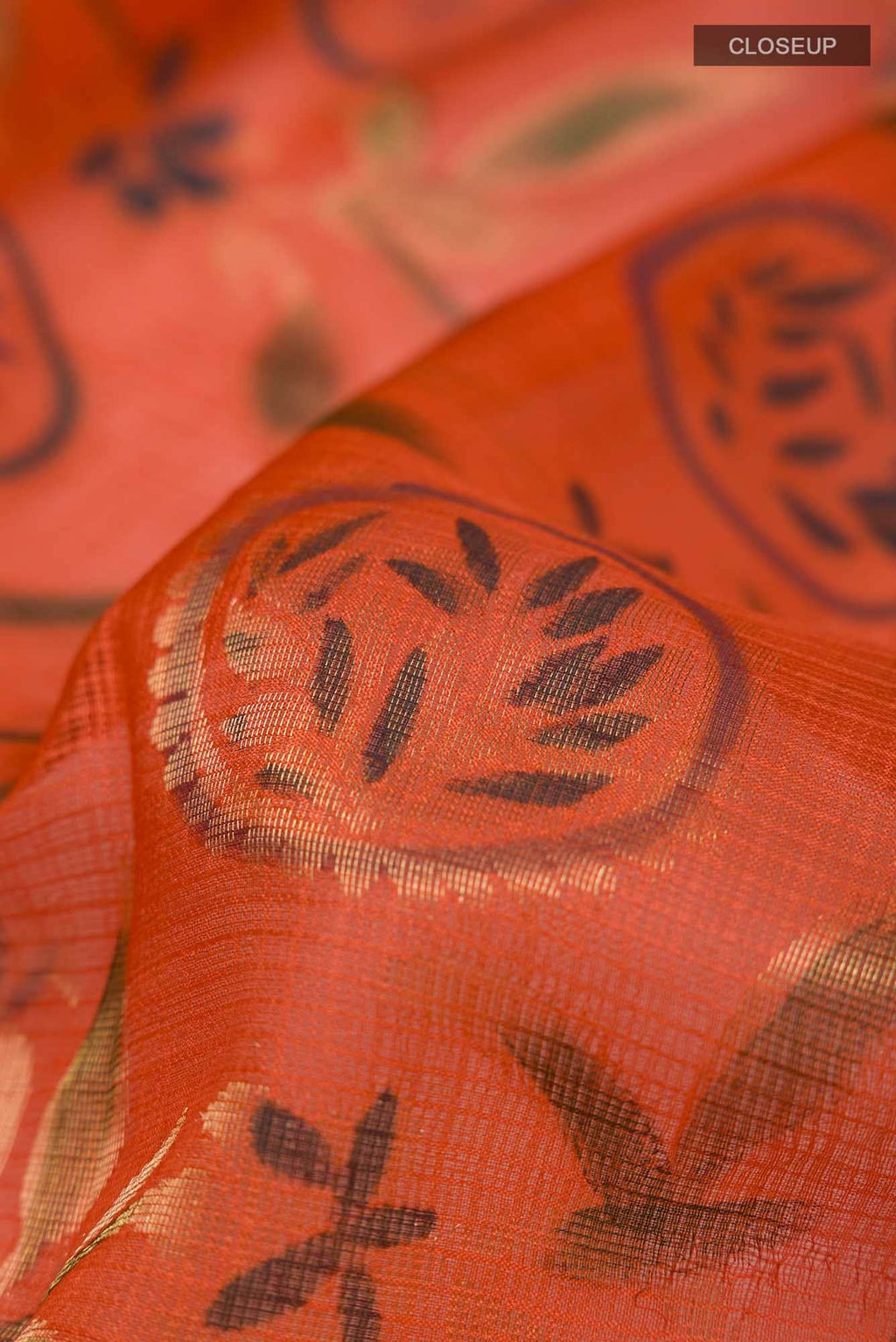 Orange Kota Silk Saree