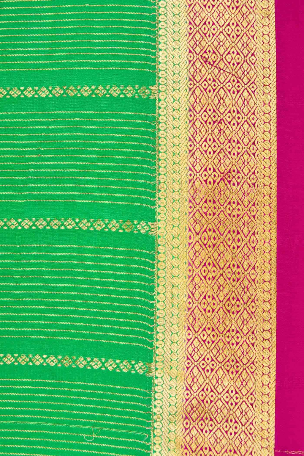 Parrot Green Dual Tone Mysore Crepe Saree