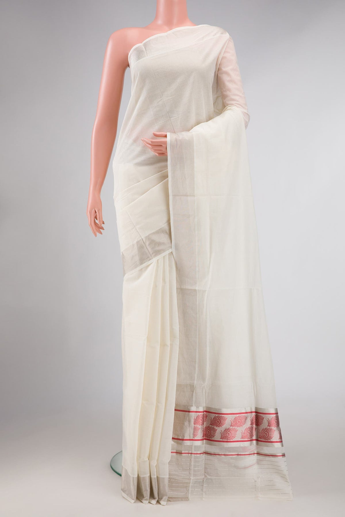 Off White Dual Tone Kerala Cotton Saree