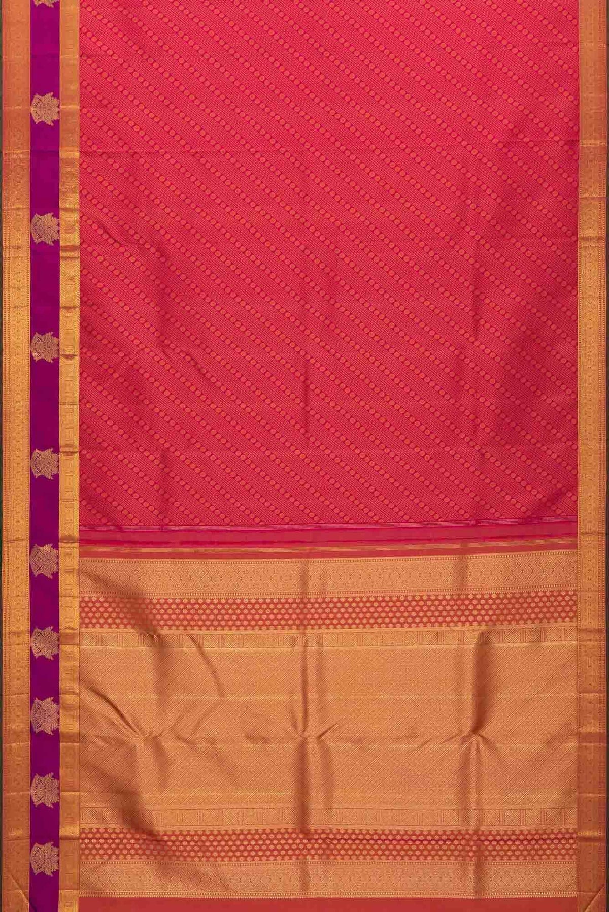 Pure Silk Pure Zari Pink Dual Tone Kanchipuram Saree