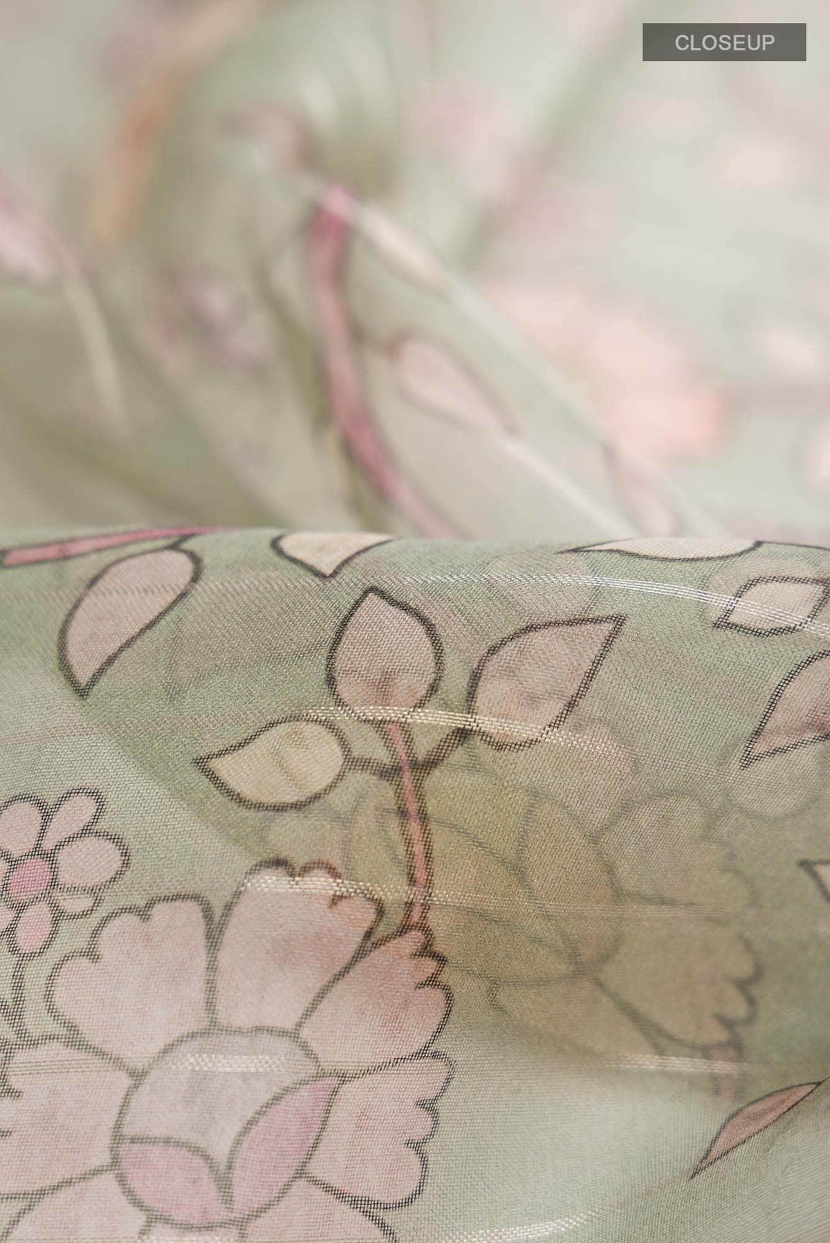 Sage Green Organza Silk Saree