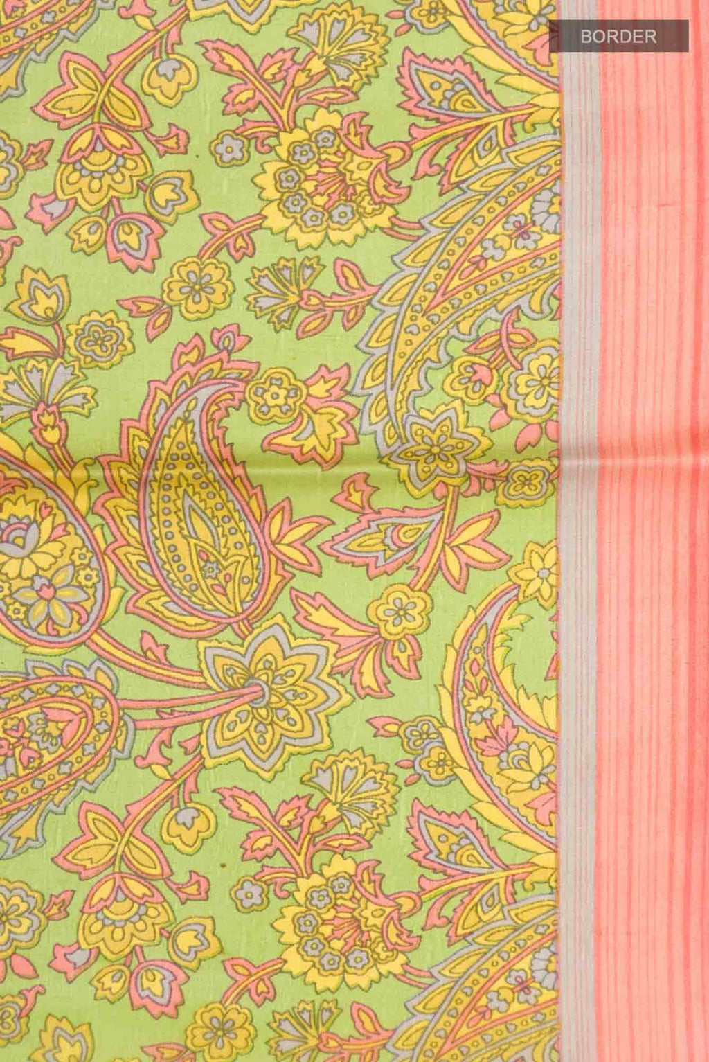 Green Printed Silk Saree