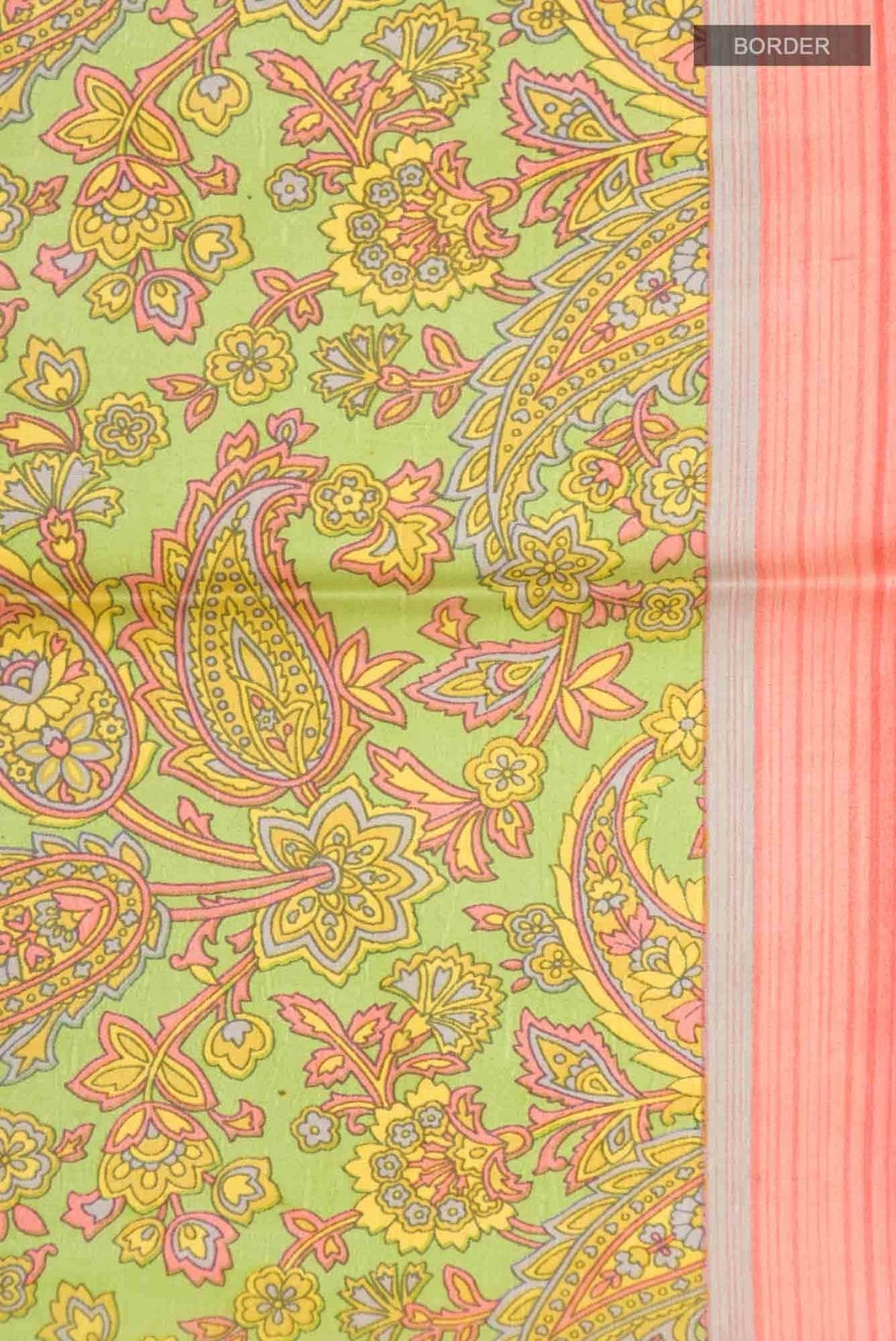 Green Printed Silk Saree