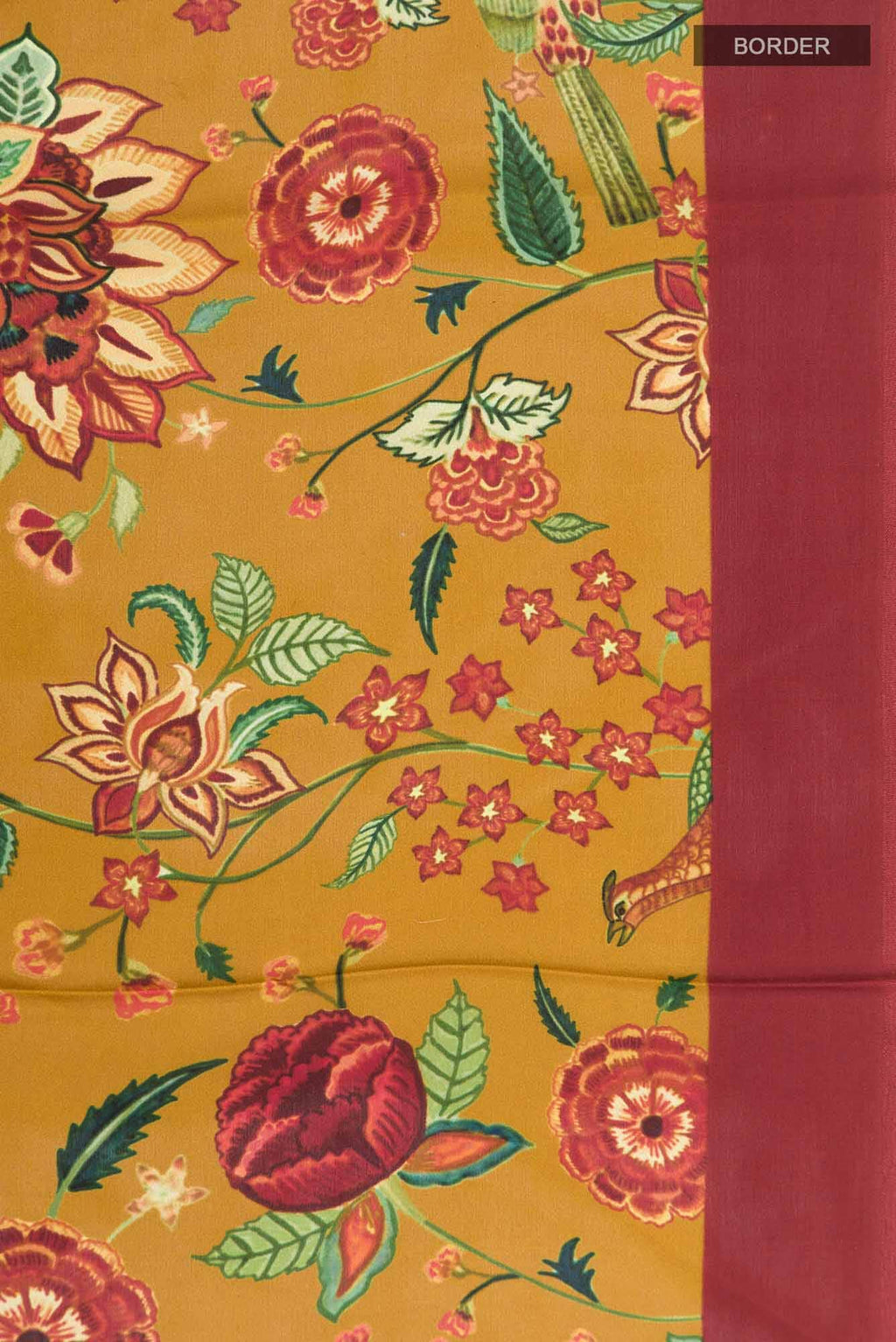 Mustard Printed Silk Saree