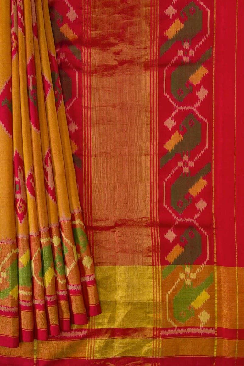 Mustard Dual Tone Rajkot Patola Silk Saree