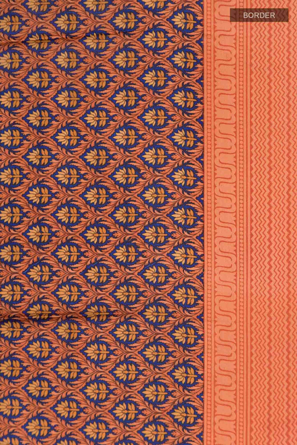 Orange Printed Silk Saree
