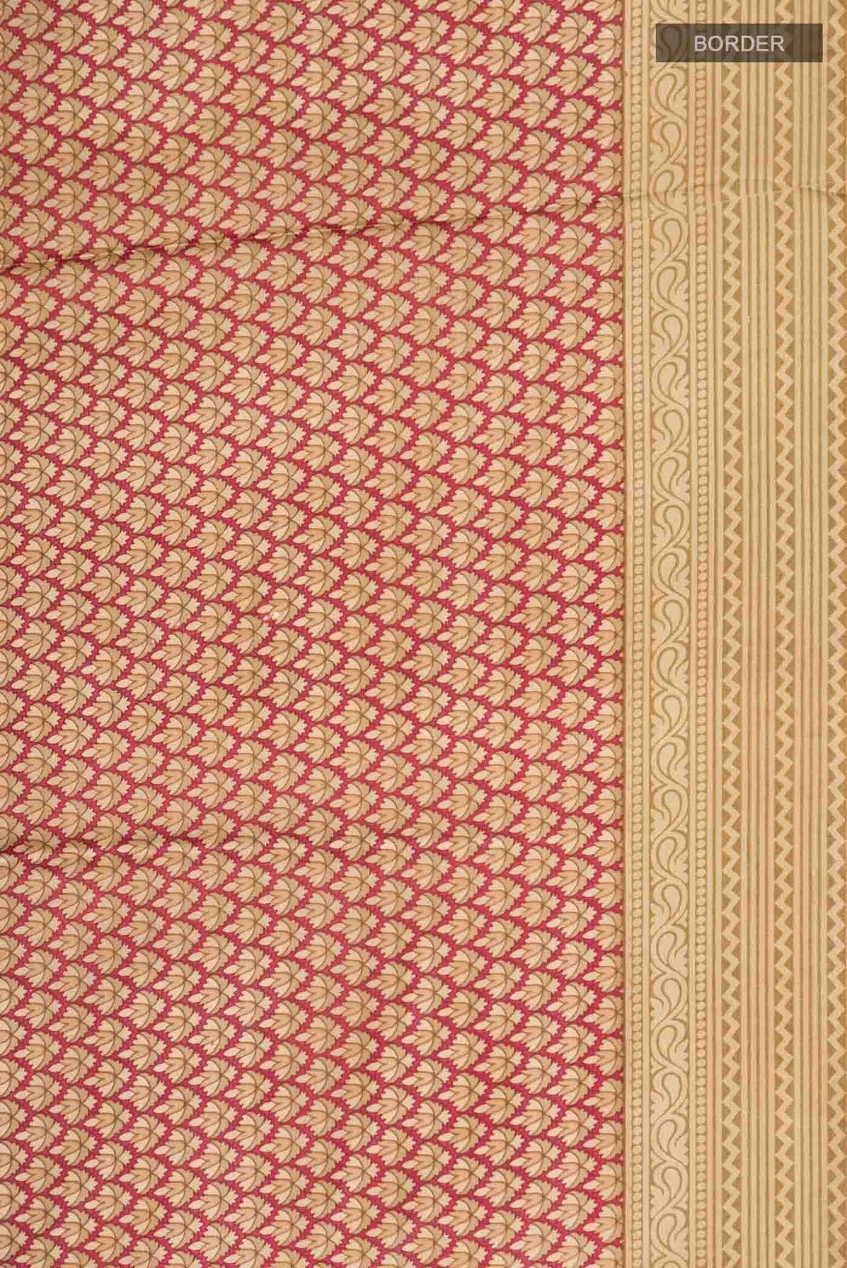 Beige Printed Silk Saree