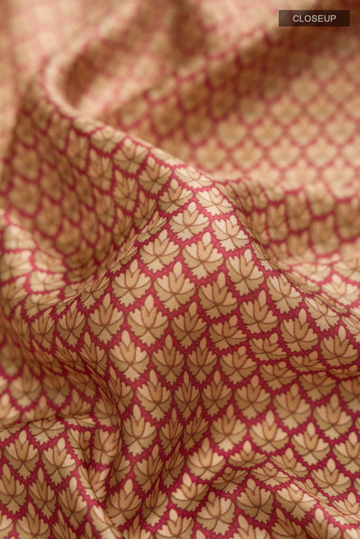 Beige Printed Silk Saree