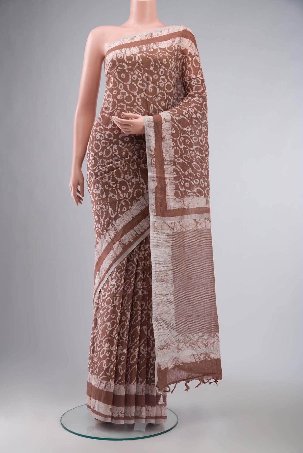 Brown Linen Saree