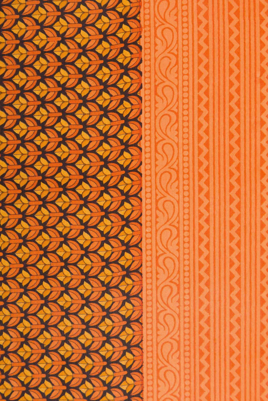 Orange Printed Silk Saree