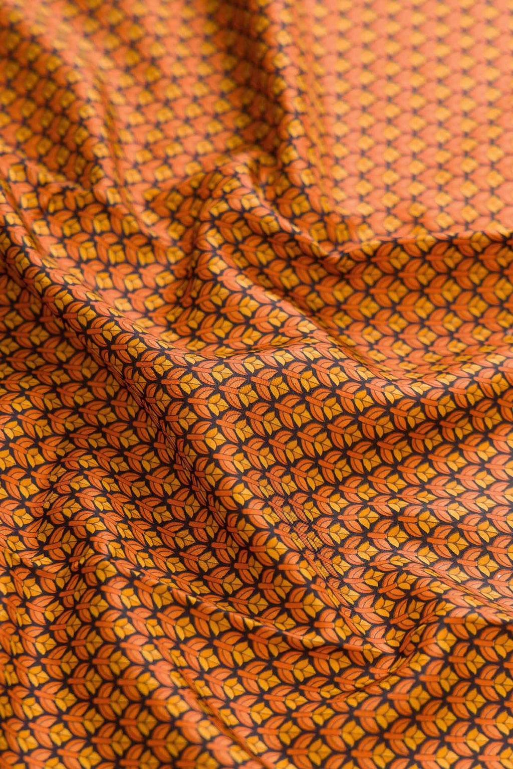 Orange Printed Silk Saree