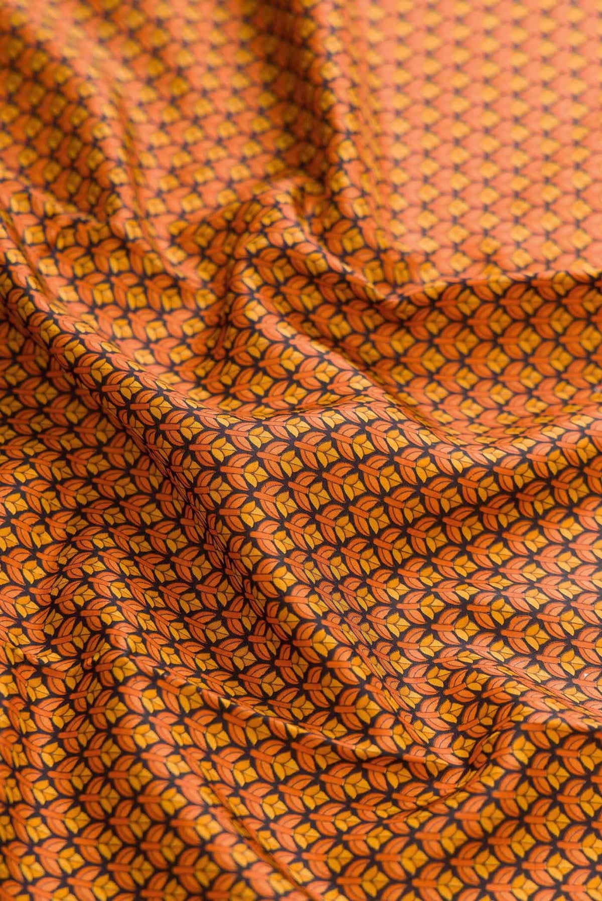 Orange Printed Silk Saree