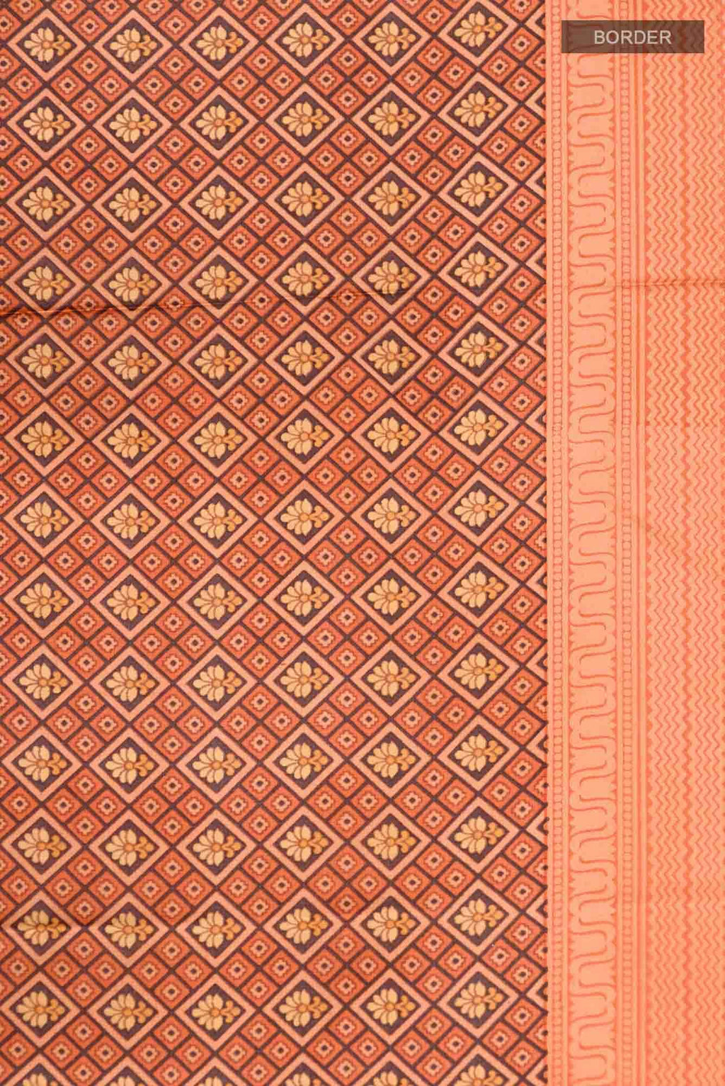 Orange Printed Silk Saree