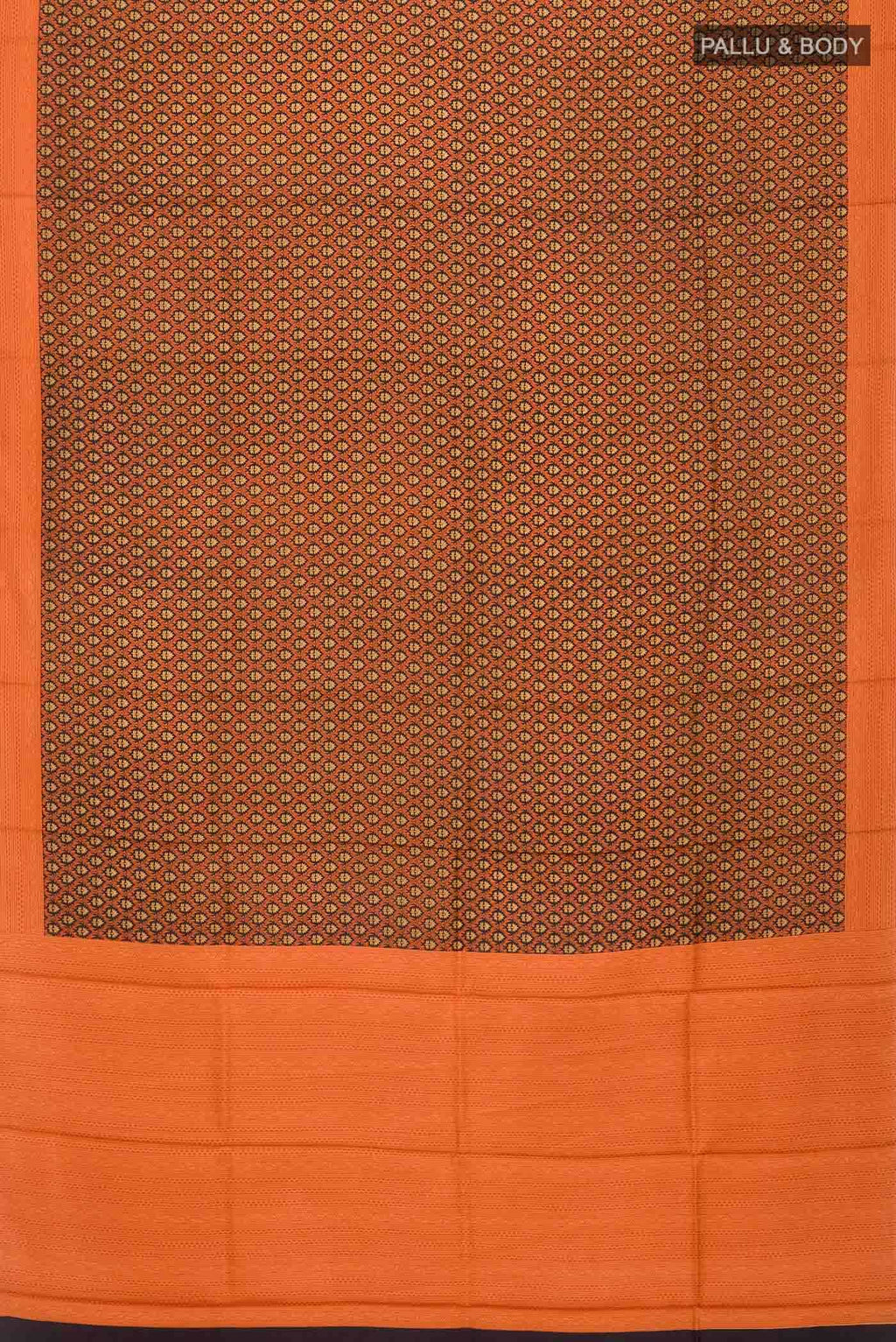 Orange Printed Silk Saree