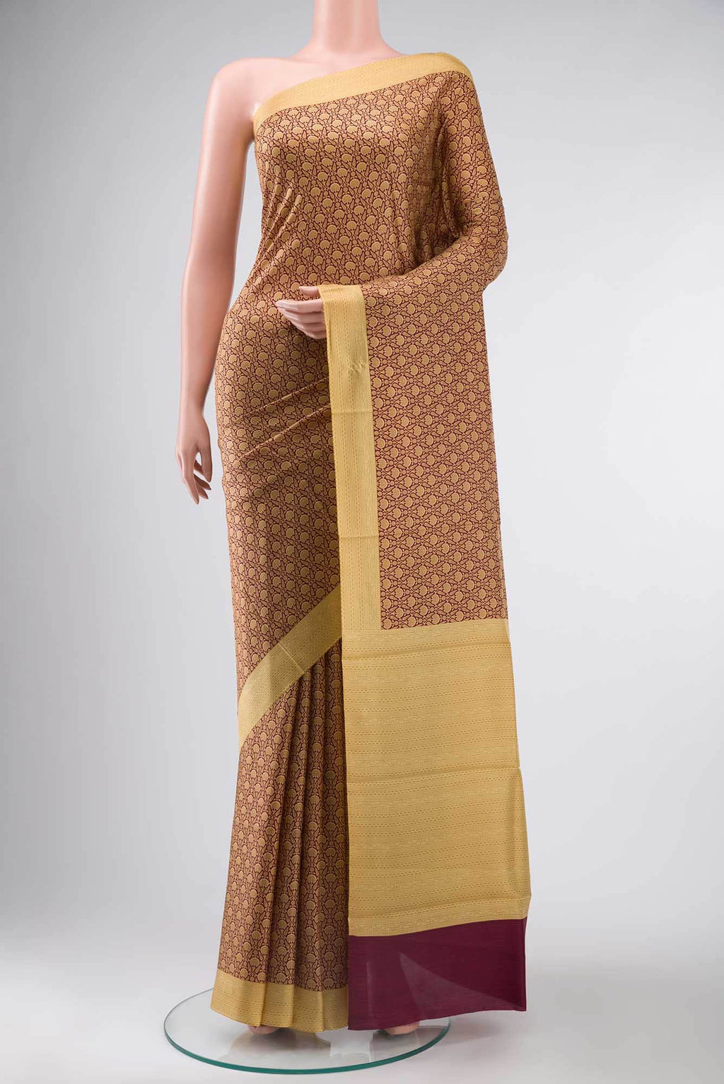 Purple Printed Silk Saree