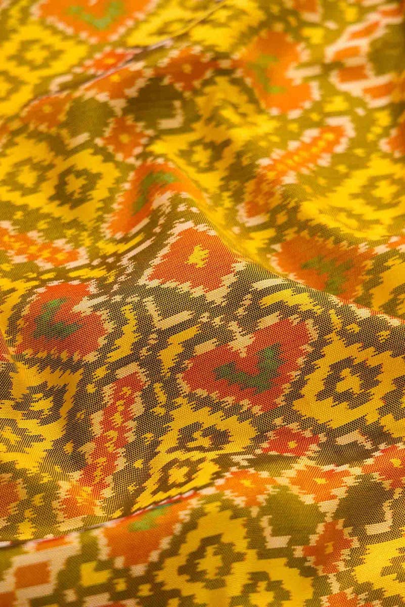 Yellow Dual Tone Rajkot Patola Silk Saree