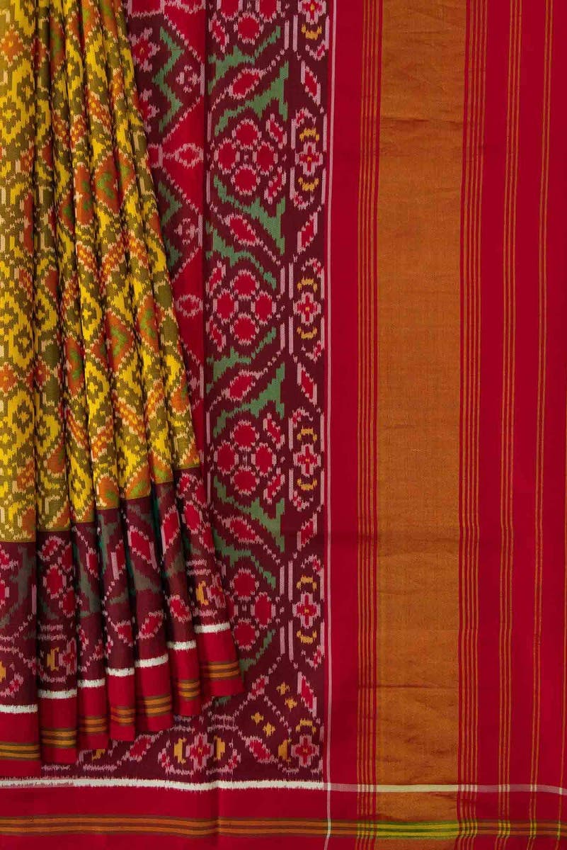 Yellow Dual Tone Rajkot Patola Silk Saree