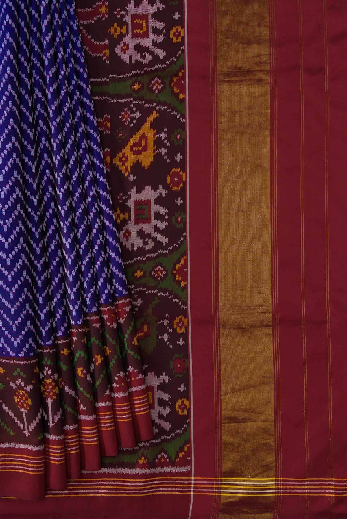 Royal Blue Dual Tone Rajkot Patola Silk Saree
