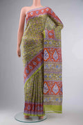 Green Printed Silk Saree