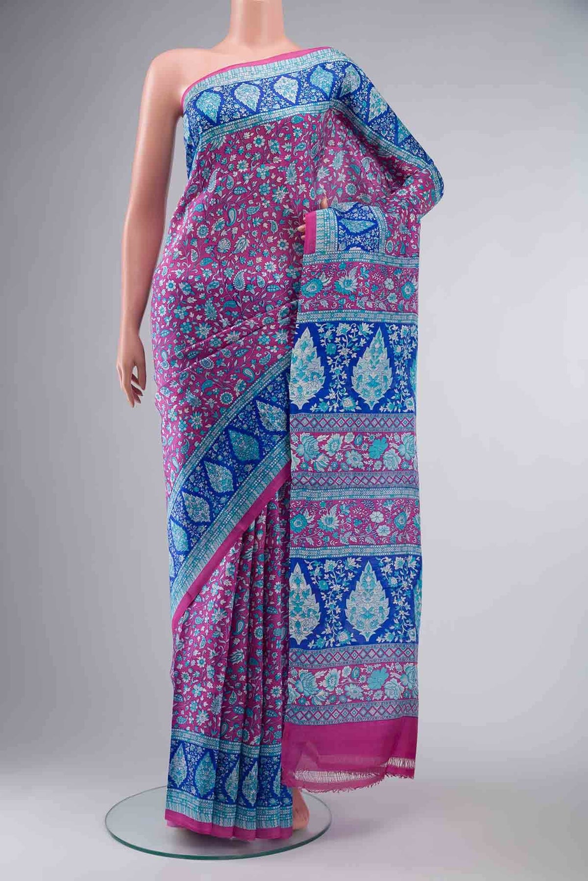Pink Tussar Silk Saree