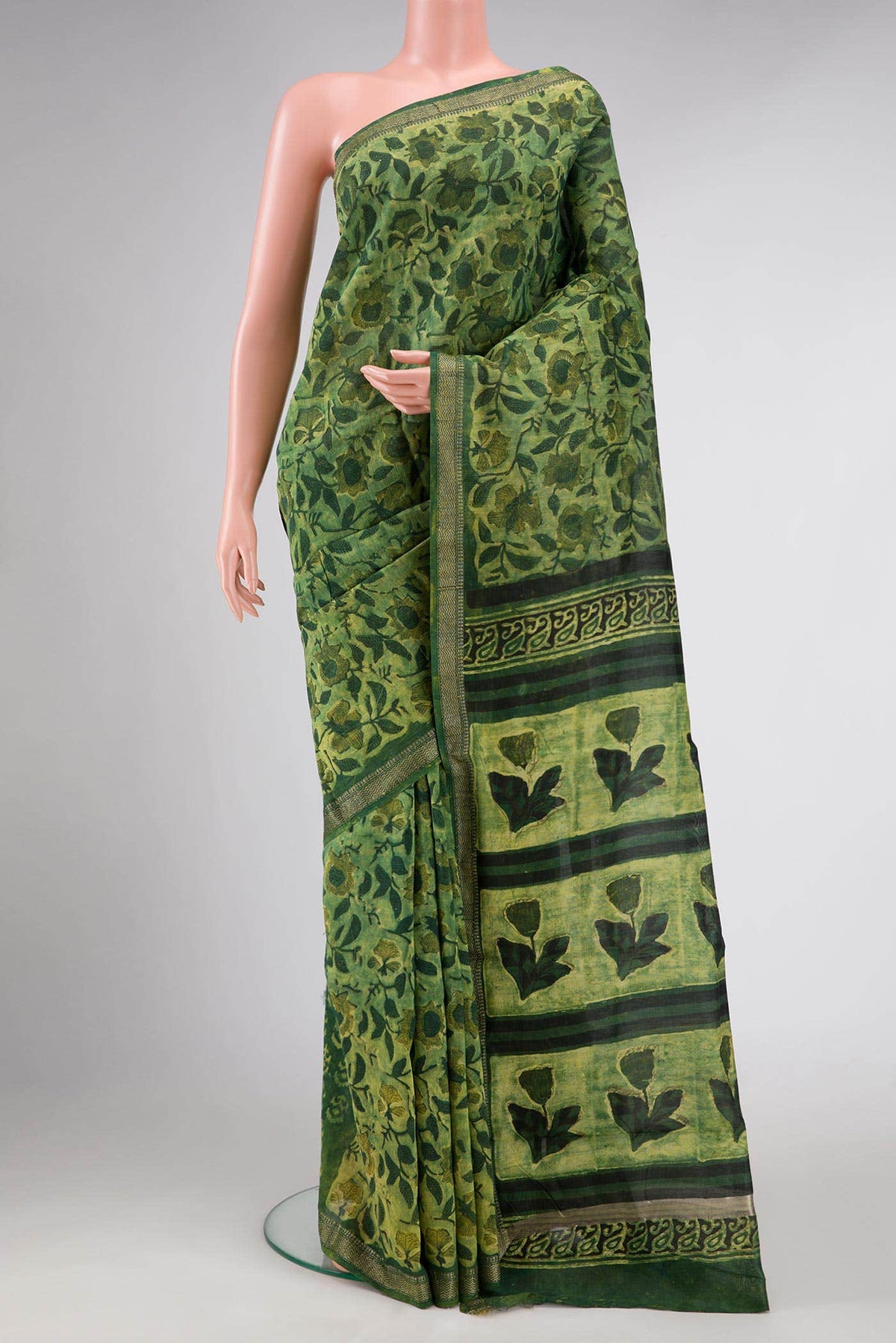 Green Dual Tone Tussar Silk Saree