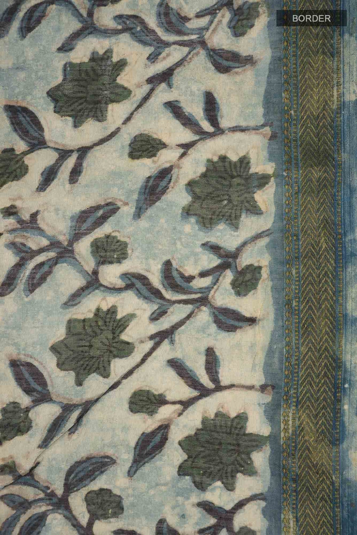 Blue Linen Cotton Saree