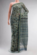 Blue Linen Cotton Saree