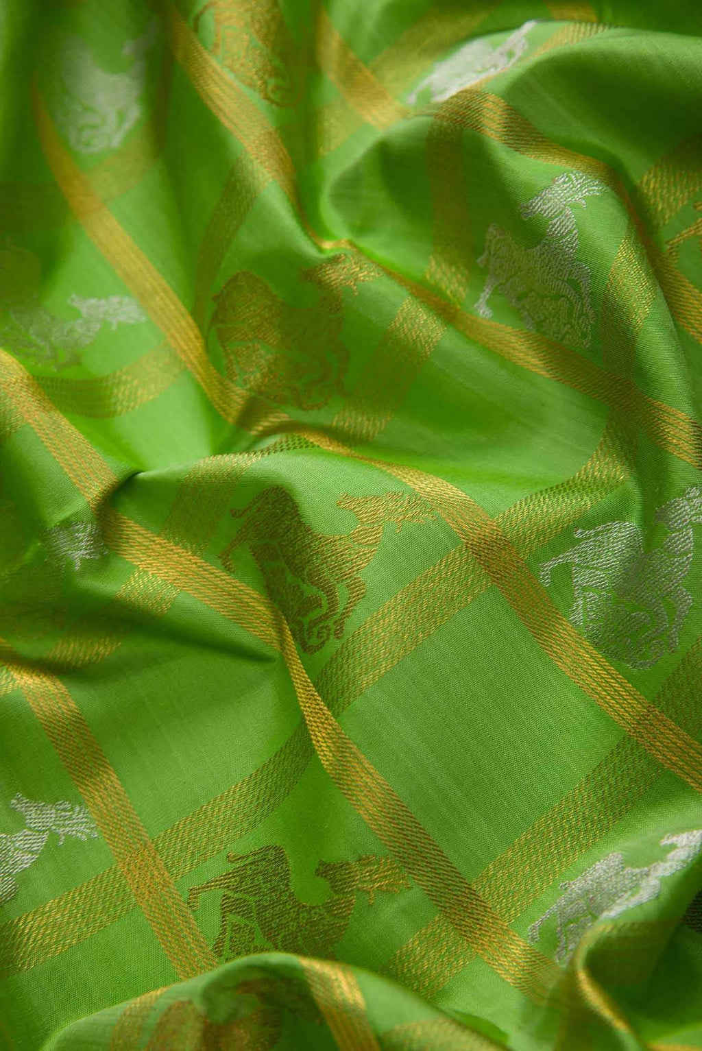 Pure Silk Pure Zari Green Dual Tone Kanjivaram Saree