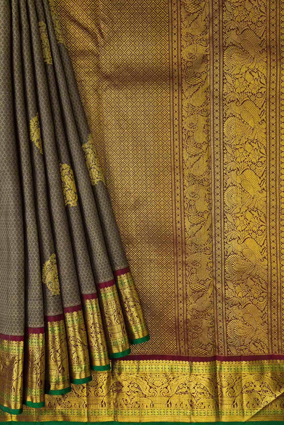 Grey Dual Tone Kanjivaram Silk Saree