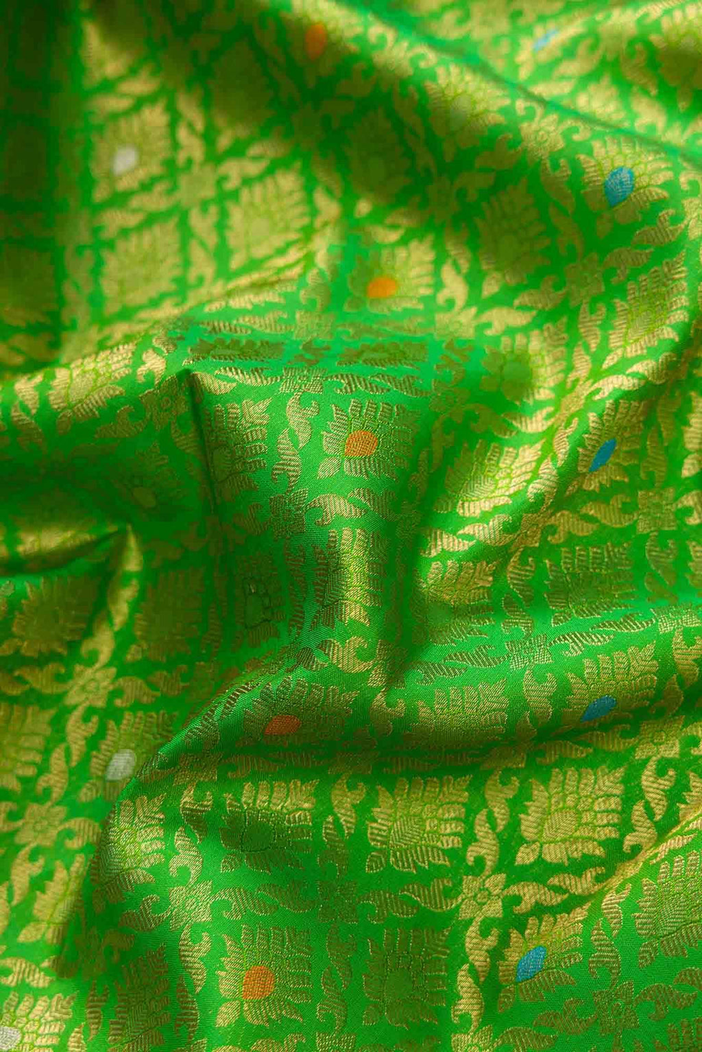 Pure Silk Pure Zari Green Dual Tone Kanjivaram Saree