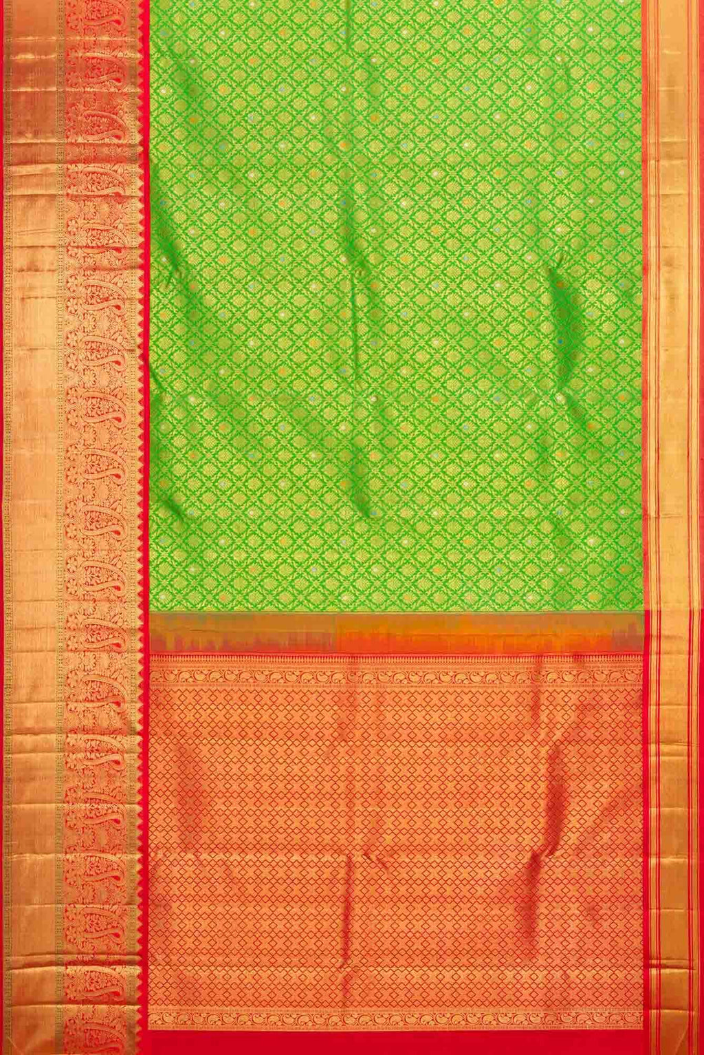 Pure Silk Pure Zari Green Dual Tone Kanjivaram Saree