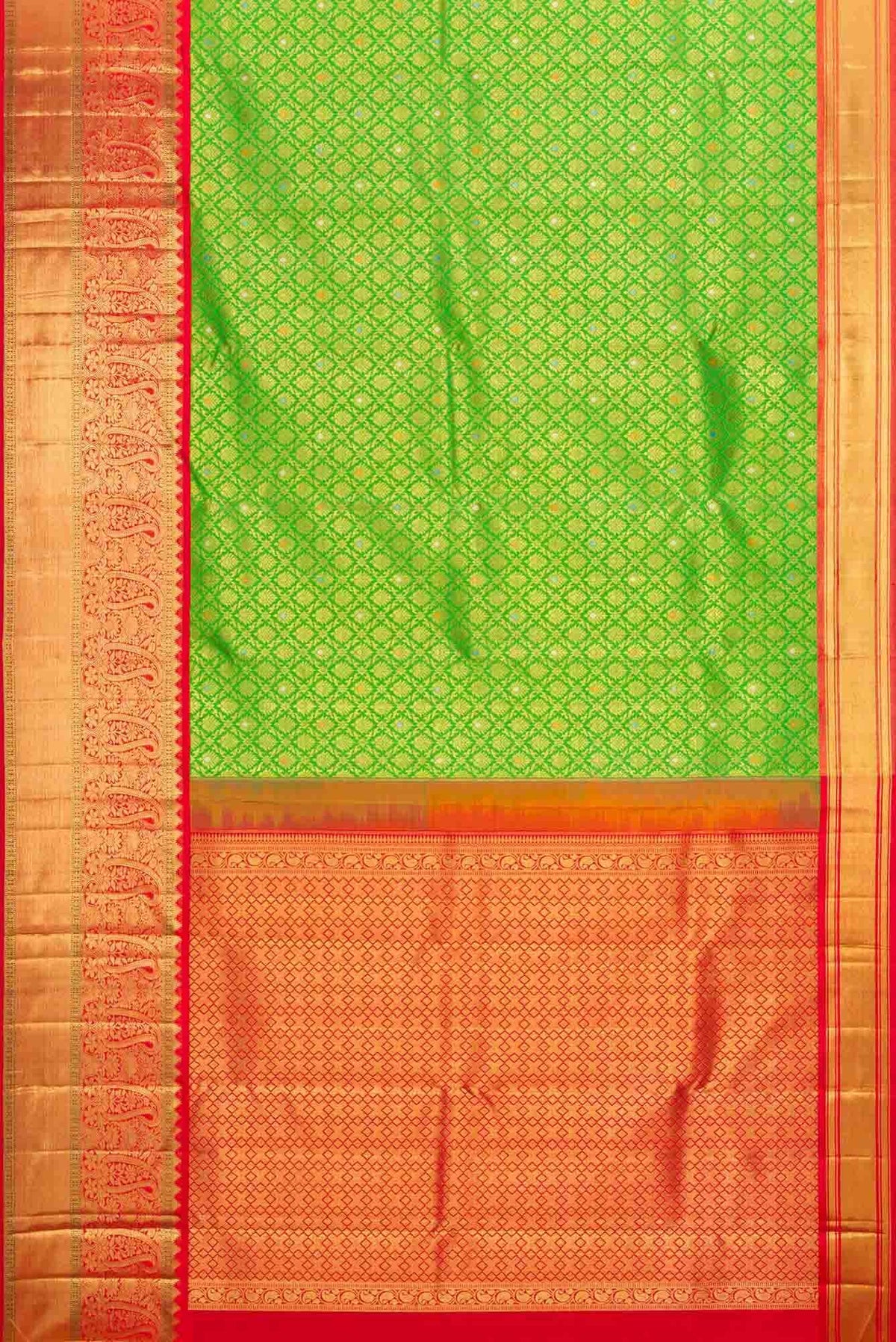 Pure Silk Pure Zari Green Dual Tone Kanjivaram Saree