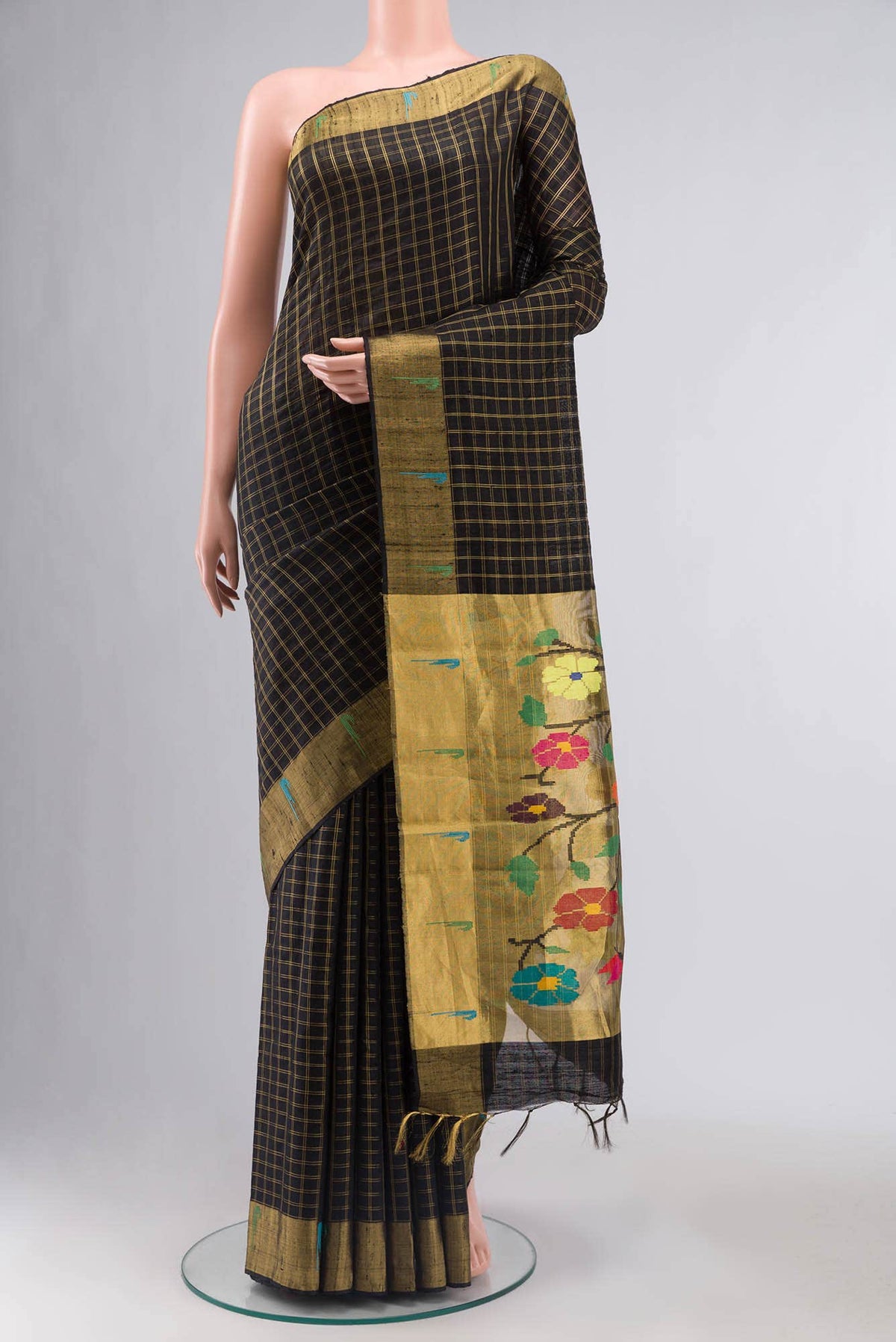 Black Bhagalpuri Tussar Silk Saree
