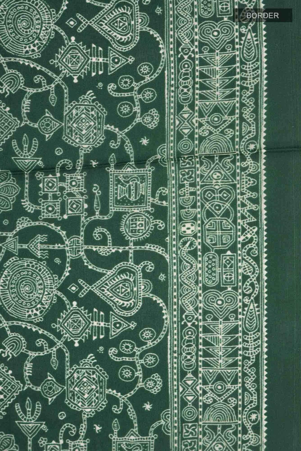 Green Printed Silk Saree