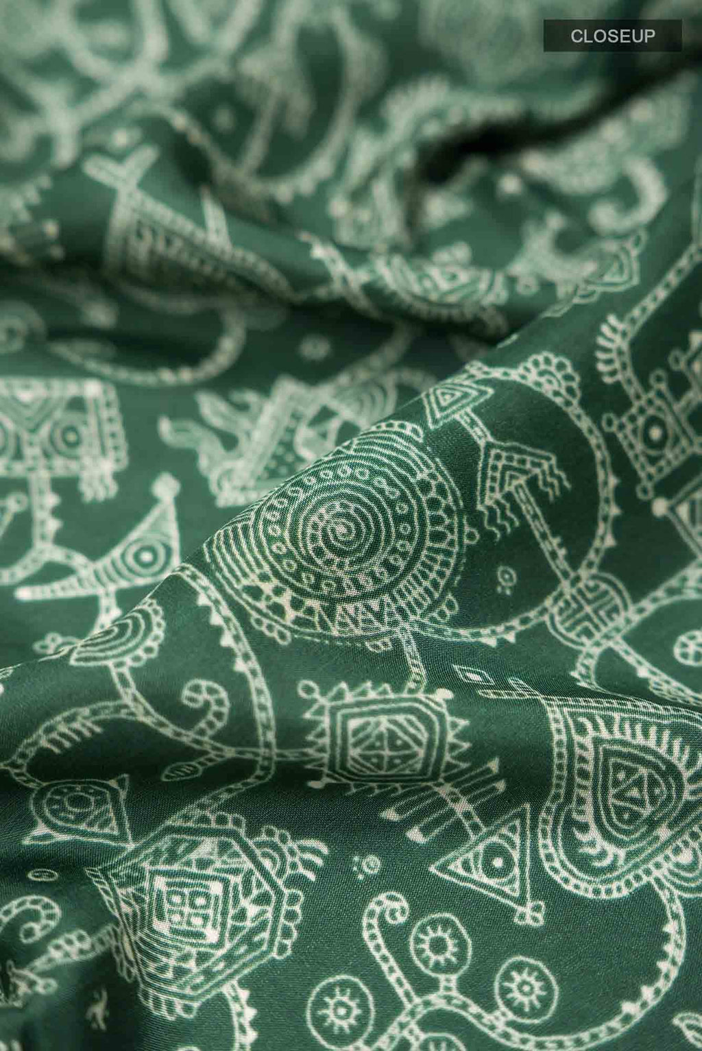 Green Printed Silk Saree