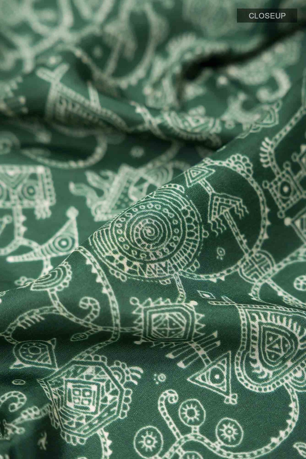 Green Printed Silk Saree