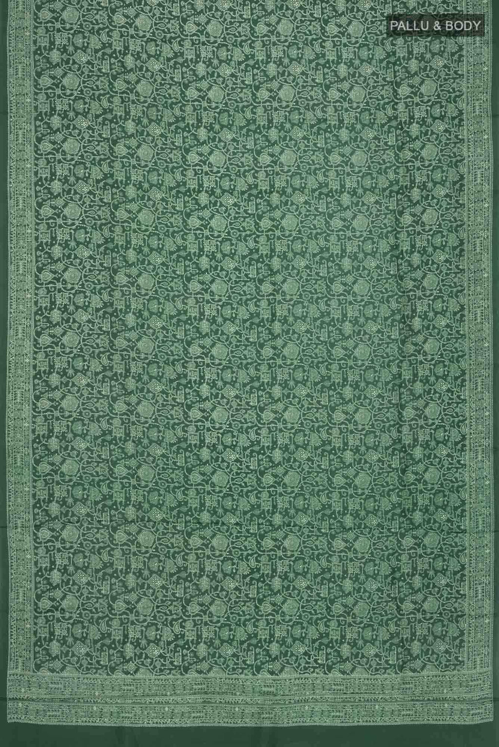Green Printed Silk Saree