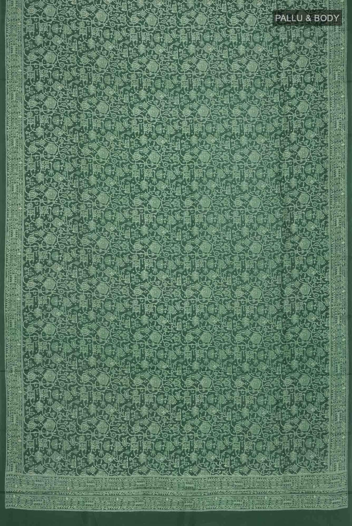 Green Printed Silk Saree