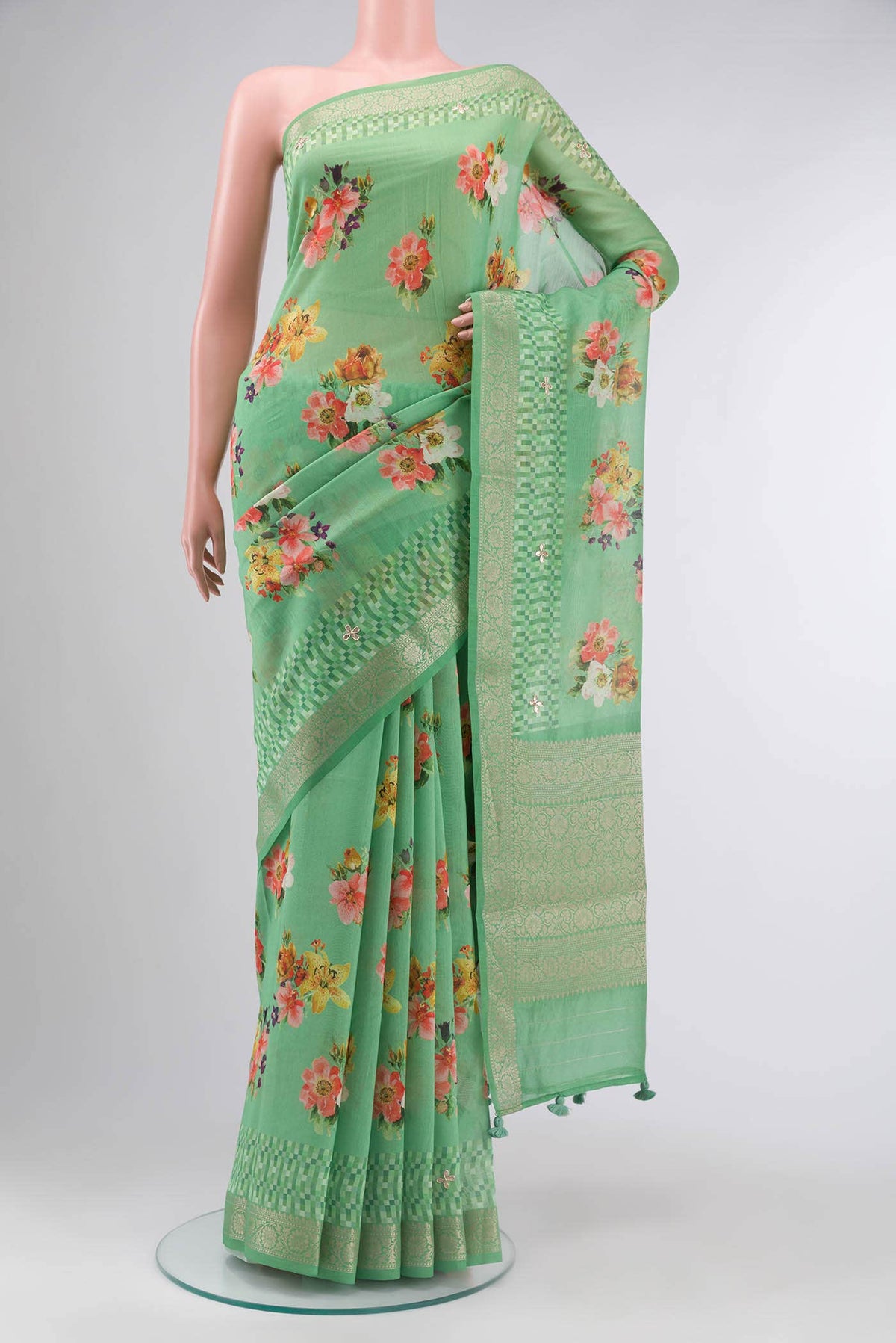 Green Silk Cotton Saree