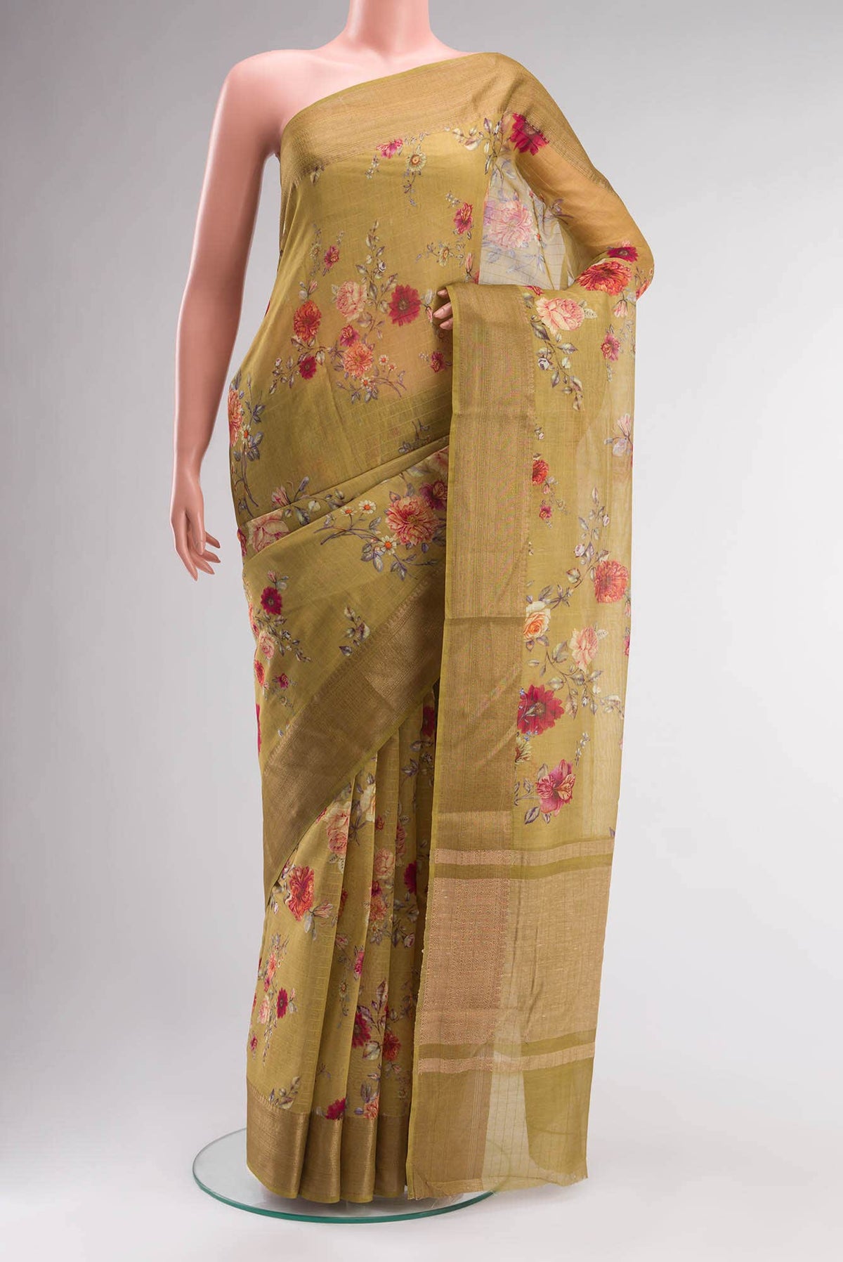 Brown Silk Cotton Saree