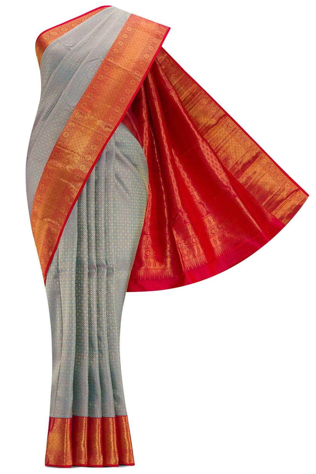 Grey Dual Tone Kanchipuram Silk Saree