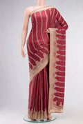 Maroon Bhagalpuri Tussar Silk Saree