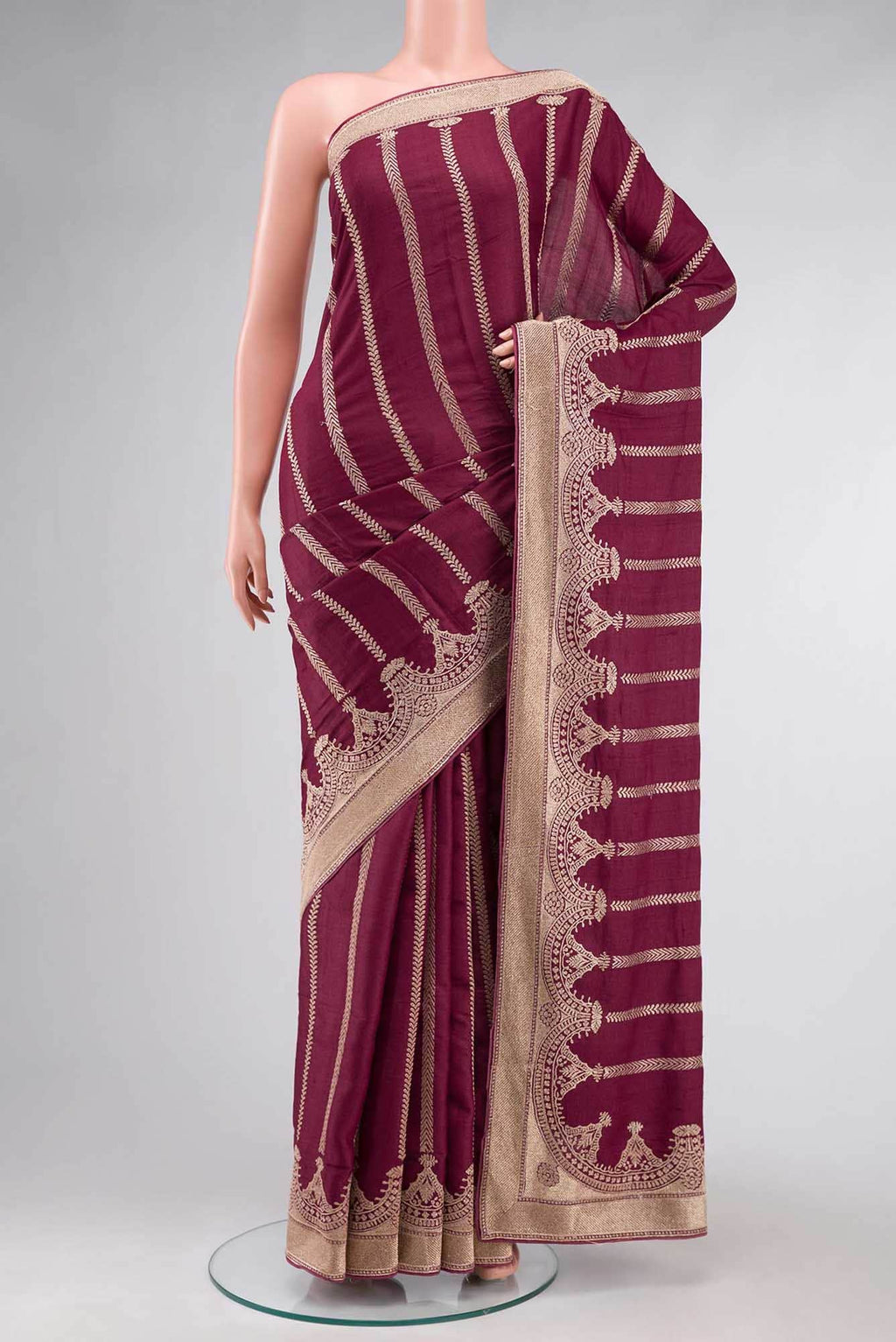 Maroon Bhagalpuri Tussar Silk Saree