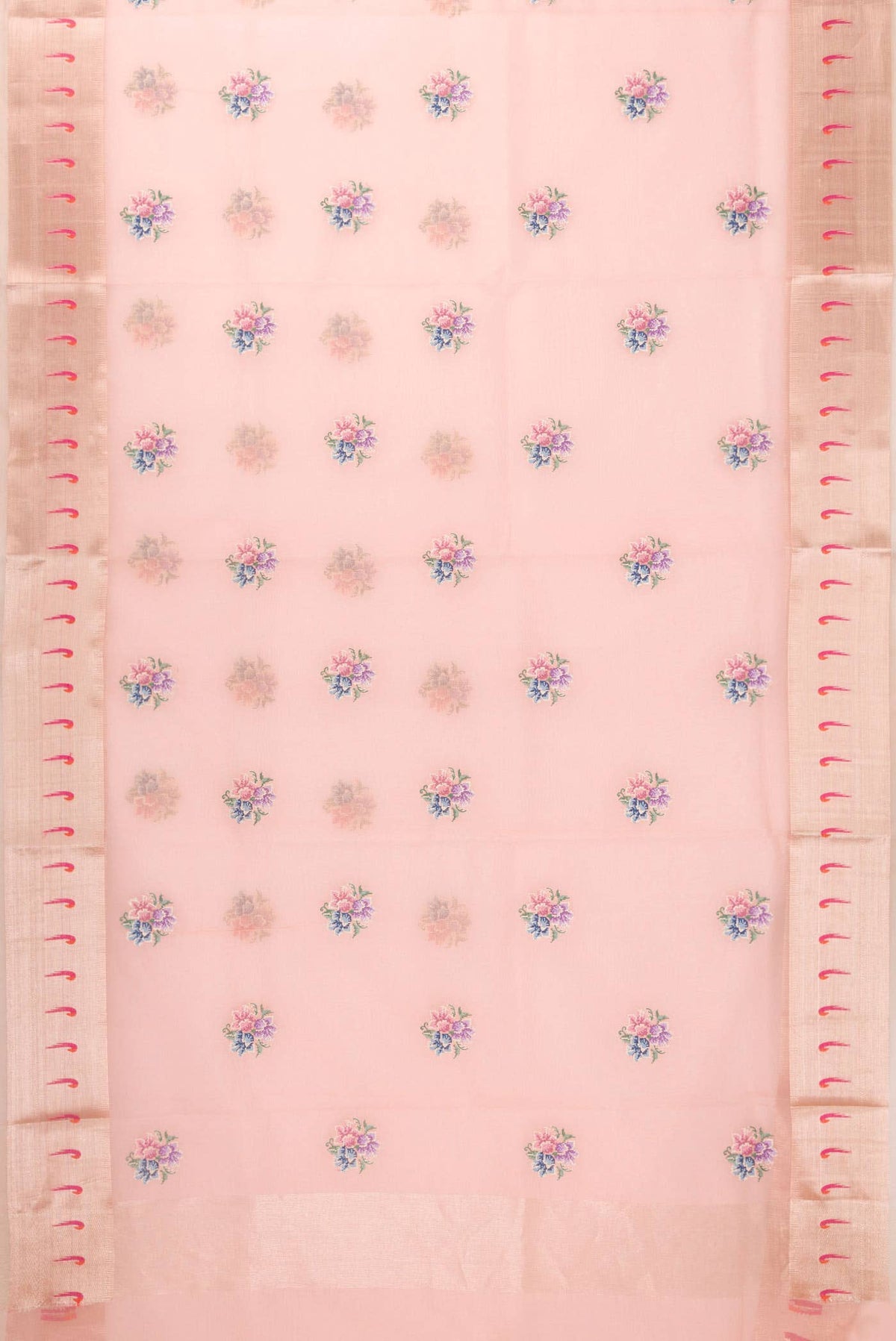Peach Dual Tone Organza Silk Saree