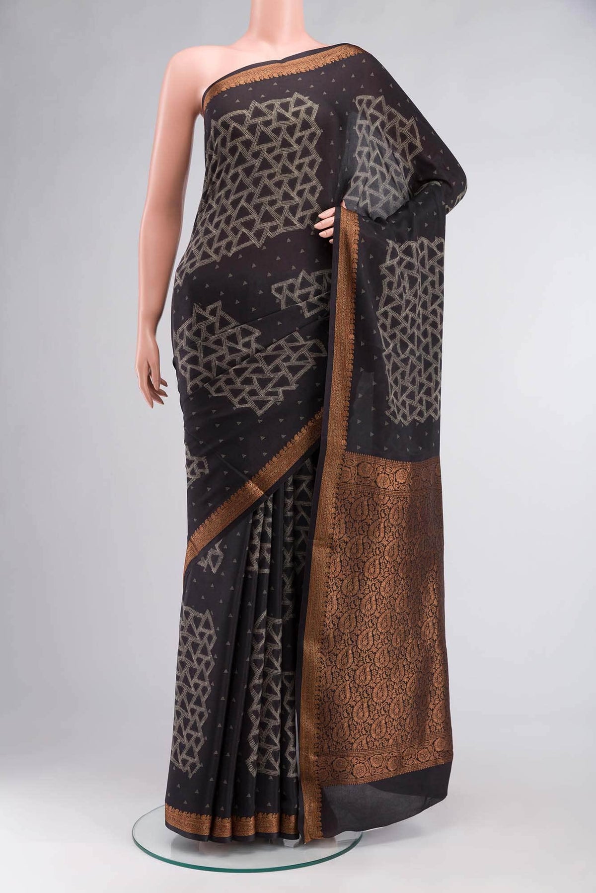 Black Crepe Saree