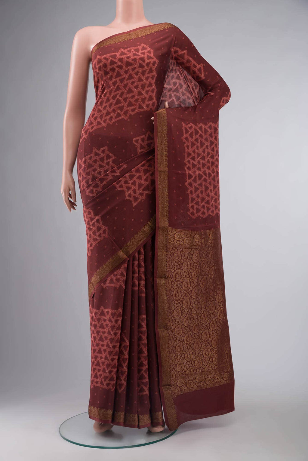 Rust Crepe Saree