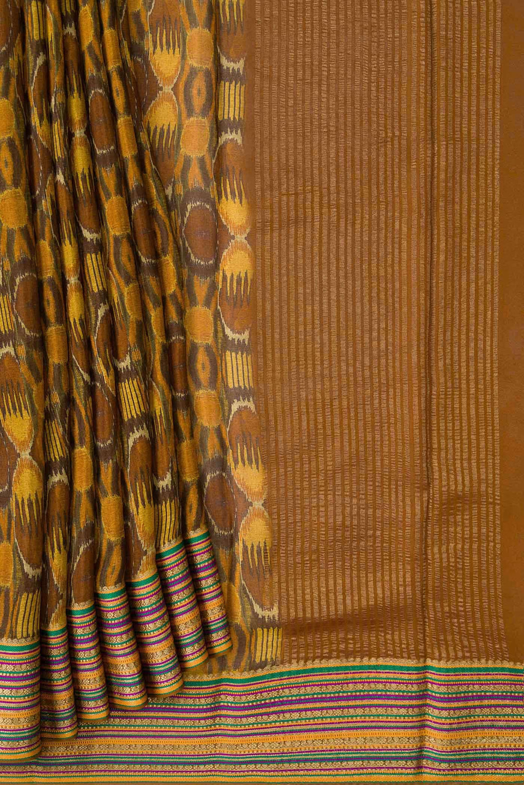 Mustard Mysore Crepe Saree