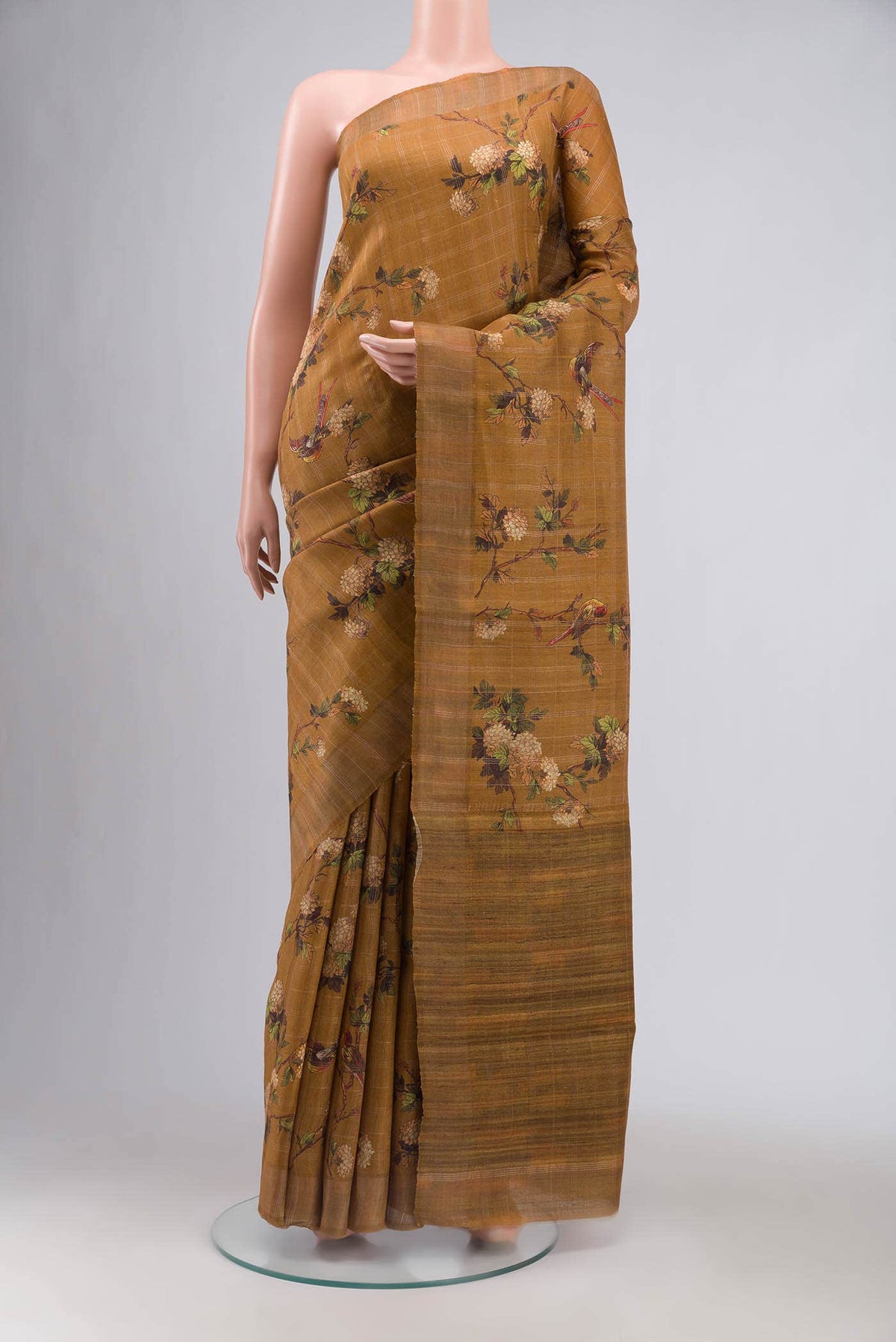 Mustard Bhagalpuri Tussar Silk Saree