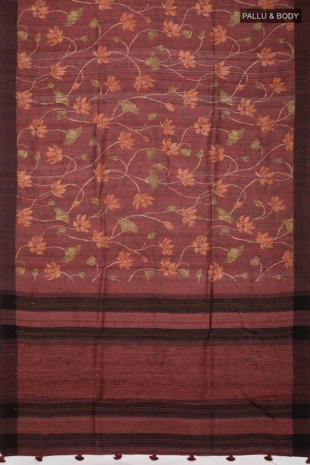 Brown Bhagalpuri Tussar Silk Saree